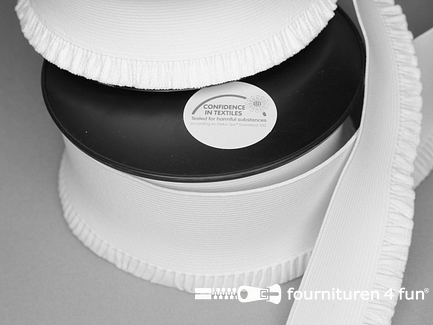 Rol 10 meter ruche elastiek - 60mm - wit