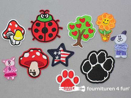 Collectie strijkapplicaties - 10 delige set - opstrijkbare patches