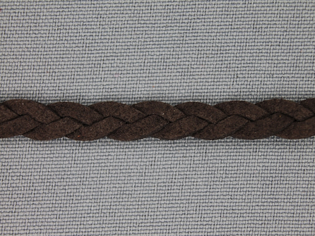 Suede gevlochten band 6mm donker bruin