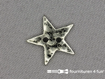 Zwart zilveren knoop 21mm ster
