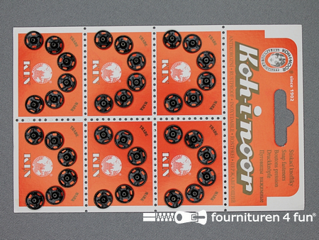 Manteldrukkers - metalen drukknopen - 10/9mm - zwart - No.2 - 36 stuks