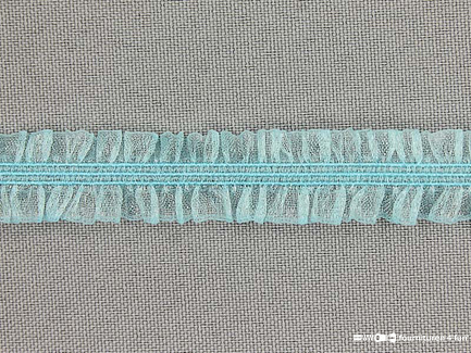 Elastisch ruche band 15mm aqua blauw