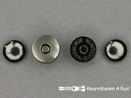 100 Stuks - Magneetknoop - inslag - 14mm - zwart zilver