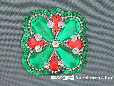 Broche 50mm groen - rood