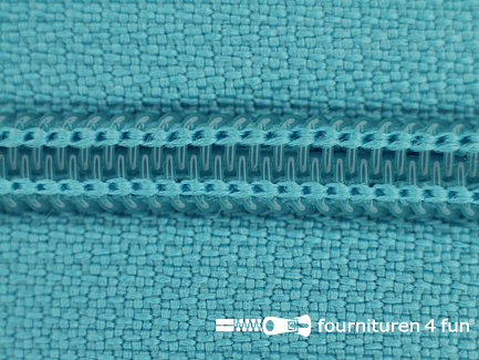 Deelbare spiraal rits nylon 5mm aqua blauw