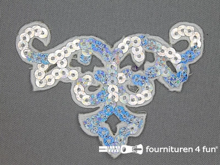Pailletten applicatie 90x65mm zilver - wit hologram