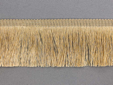 Kaart 25 meter viscose franje fijn 60mm beige
