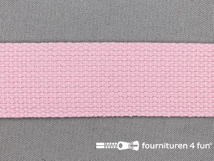 Rol 45 meter katoen-look tassenband 32mm licht roze