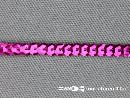 Rol 50 meter pailletten band 6mm glitter fuchsia roze