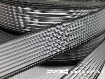 Rol 25 meter rimpel elastiek - 30mm - zwart