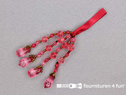 Kwastje met strass steentjes 105mm fuchsia roze