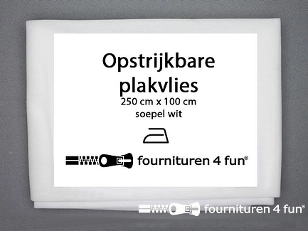 Opstrijkbare plakvlies 250x100cm - soepel - wit