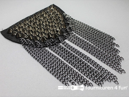 Steampunk schouder epaulet 120x90mm zwart zilver
