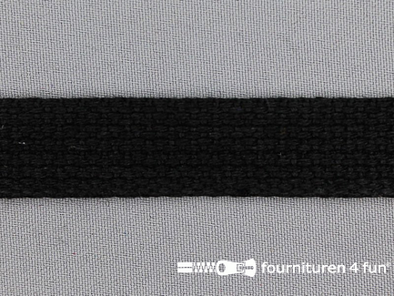 Katoen-look tassenband 20mm zwart