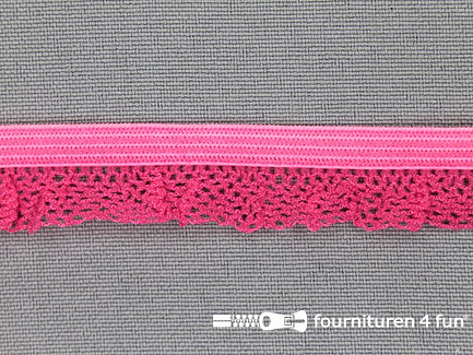 COUPON 15 meter elastisch kant 15mm fuchsia