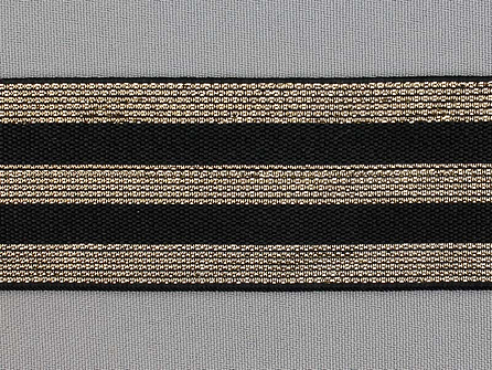 Elastiek met gouden strepen zwart 40mm