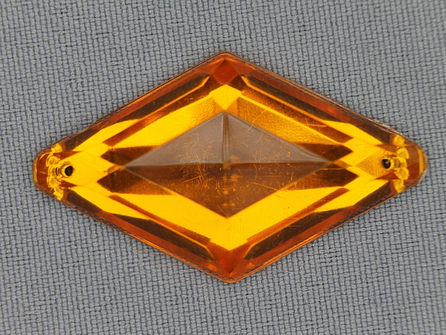 Strass steen 25x42mm ruit goud geel