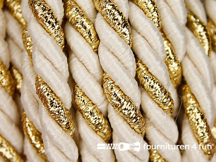 Rol 5 meter multicolor meubelkoord 7mm ecru - goud