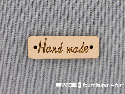 10 stuks houten label 'Handmade' 30x9mm 