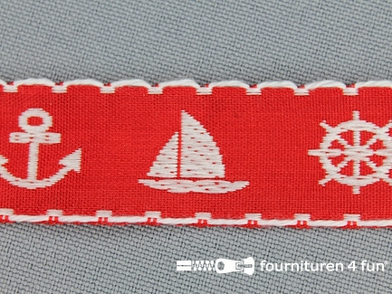 Kinderband 20mm matroos rood - wit