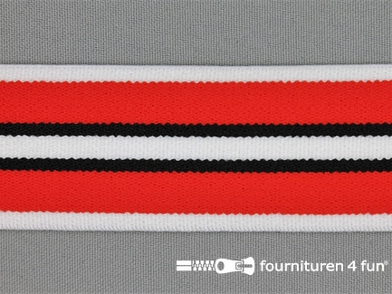 Elastiek gestreept 40mm rood wit zwart