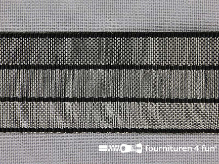 Gestreept nylon keperband 30mm zwart - grijs