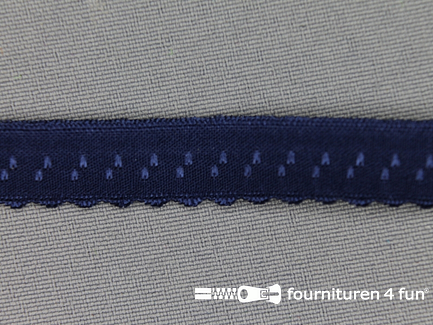 COUPON 3,85 meter (2 stukken, 2,15 + 1,7 meter) Luxe elastische biasband 12mm donker blauw
