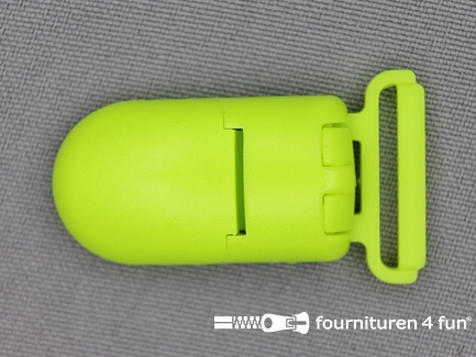 Kunststof bretelclips - speenclips - 18mm - neon geel
