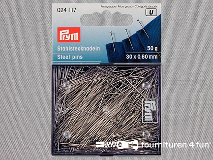 Prym kopspelden staal - 0.60x30mm - zilver - 50 gram - 024117