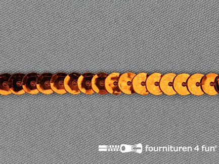 Rol 50 meter pailletten band 6mm glitter koper-oranje