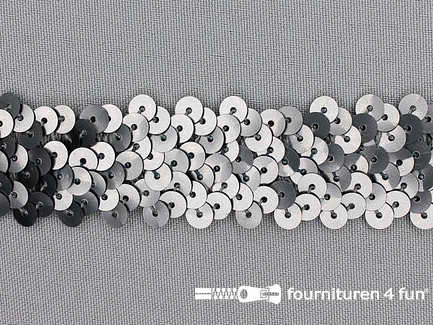 Elastische pailletten band 30mm mat zilver grijs