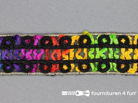 Jacquard band 35mm multicolor - zwart