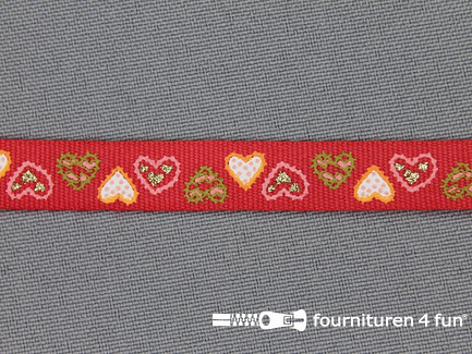 Deco lint 10mm hartjes rood