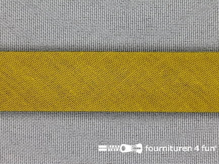 Rol 25 meter katoenen biasband - 18mm - mosterd groen