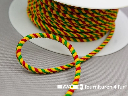 Carnavals koord - 4mm - geschikt voor medailles - rood-geel-groen