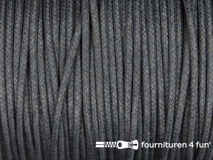 Katoen wax-look koord 1,5mm donker grijs