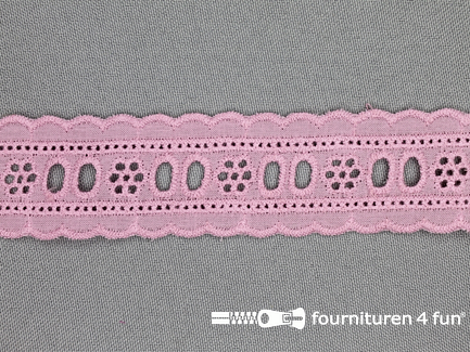 Broderie kant entredeux 30mm oud roze