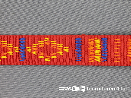 Geweven halsband aztec 25mm rood