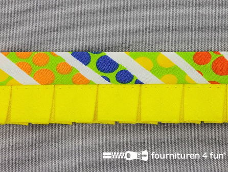 Retro plissé biasband 30mm multicolor - geel