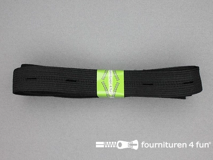 Knoopsgaten elastiek - 18mm - zwart - 2 meter