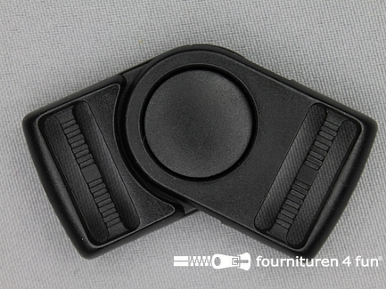 Draaibare schuifgesp 25mm zwart kunststof