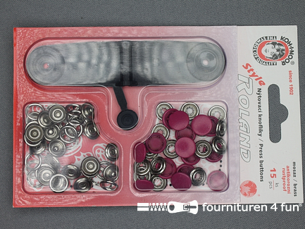 Roland drukknopen - 10,5mm - fuchsia - 15 stuks