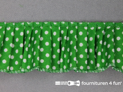 Plissé band 32mm stippen gras groen