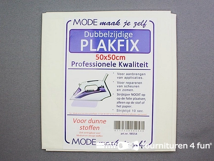 Plakfix - dubbelzijdig - 50x50cm - voor dunne stoffen