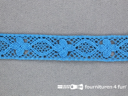 COUPON 16 meter (2 stukken, 11 + 2,5 + 2,5 meter) Ibiza broderie 13mm aqua blauw
