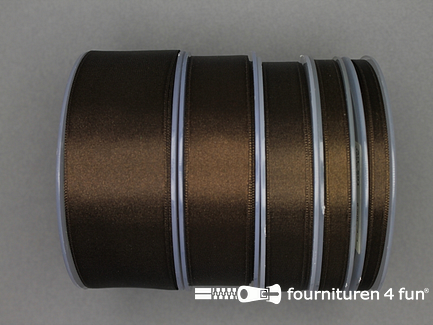 COUPON 20,45 meter (2 stukken, 19,35 + 1,1 meter) luxe satijn lint - dubbelzijdige kwaliteit - 24mm - donker bruin