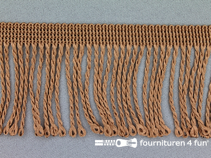 COUPON 5,5 meter (2 stukken, 3,6 + 1,9 meter) Nylon franje - 60mm - cacao bruin