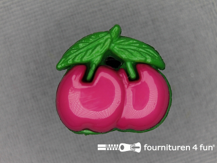 Kinder knoop 17mm kersjes roze
