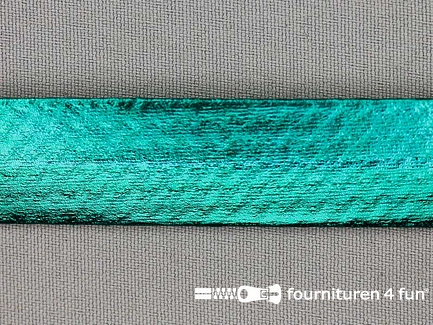 Metallic biasband 20mm turquoise groen