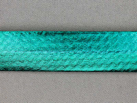 Metallic biasband 20mm turquoise groen